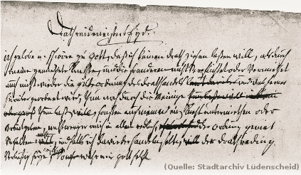 Foto: Das Foto zeigt eine alte Handschrift, vermutlich aus der ersten Hälfte des 18. Jahrhunderts. 