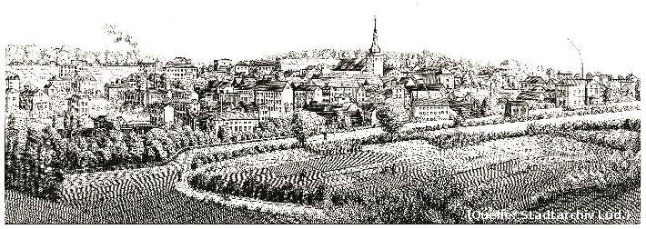 Foto: Die Zeichnung zeigt eine Stadtansicht von Lüdenscheid.