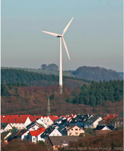 Foto: Blick auf eine Windkraftanlage